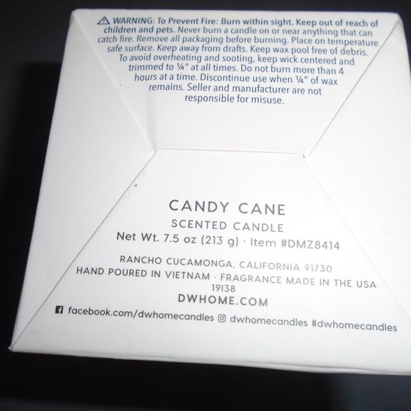 Hello Cheer Candy Cane Candle 7.5 oz DW Home Cat - Picture 3 of 8